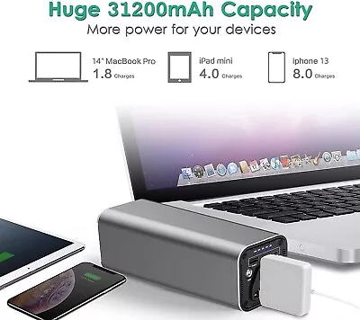 Portable Laptop Charger II 31200 MAh High Capacity USB C Power Bank 100W AC @_@ • $76