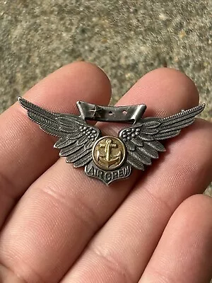 Original WWII USMC Air Crew Sterling Silver Wings Badge With Star • $40