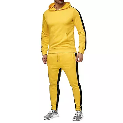 Men Suits Outwear Tracksuits With Elastic Waistband Pants Outfit Contrast Color • $27.16