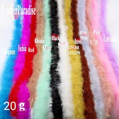 2 Yards 20g Marabou Boa 72 Inches Turkey Feather Boa Wedding Party Scarf • $9.99