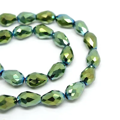 £1.79 • Buy Faceted Teardrop Crystal Glass Beads Pick Metallic Colour - 4x6 8x11 10x15mm