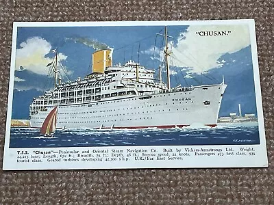 TSS Chusan Colour Postcard P&O Ocean Cruise Liner Rare • £7.95