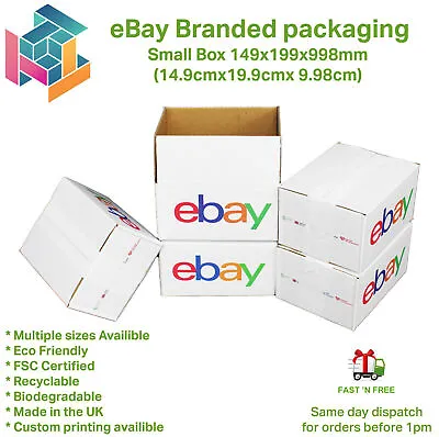 EBay Branded Packaging Small Cardboard Box (14.98cmx19.98cmx9.98cm) Full Colour • £5.99