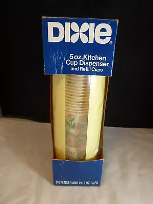 Vintage DIXIE Kitchen Cup Dispenser 15 Cups 5 Oz With Original Box ~ 1976 + Cups • $39.95