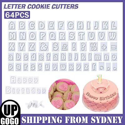 64PCS Fondant Cake Alphabet Letter Cookies Biscuit Stamp Embosser Mold Cutter • $6.99