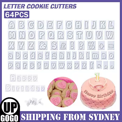 $7.98 • Buy 64PCS Fondant Cake Alphabet Letter Cookies Biscuit Stamp Embosser Mold Cutter