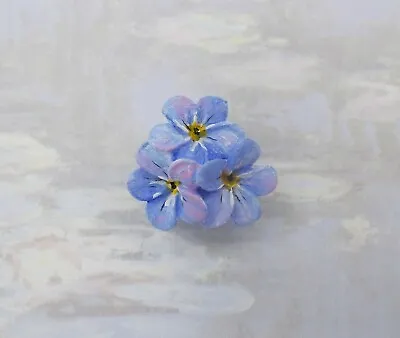 FORGET-ME-NOT BROOCH Forget-Me-Not Pin Friendship Pin Masonic Pin HAND PAINTED • $11.18
