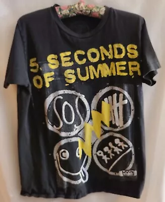 5 Seconds Of Summer T Shirt Black & Yellow Music Rock Adult Medium  • $9.90