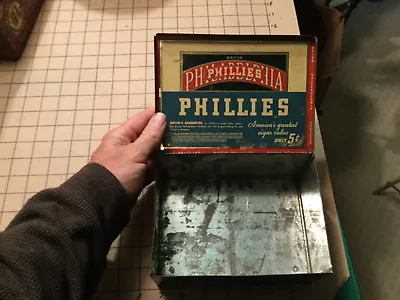 Vintage Original Tobacco TIN -- BAYUK -- PHILLIES -- PERFECTO Ripe Tobacco • $26.63