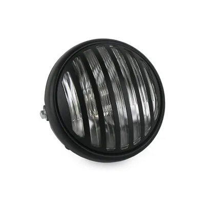 Universal Custom 7  Inch For Cafe Racer Black Motorcycle Headlight W/Grill • £28.78