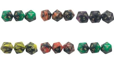 Poly OBLIVION Dice D20's. Various Colours Packs Of 3. TWENTY Sided. • £3.29