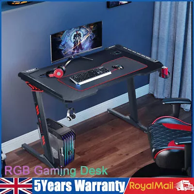 120/140cm LED Gaming Desk Ergonomic RGB Table Computer Table Home Office Desk • £75.99