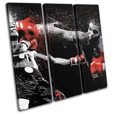 Mike Tyson Boxer Red Gloves Boxing Sports TREBLE CANVAS WALL ART Picture Print • £44.99