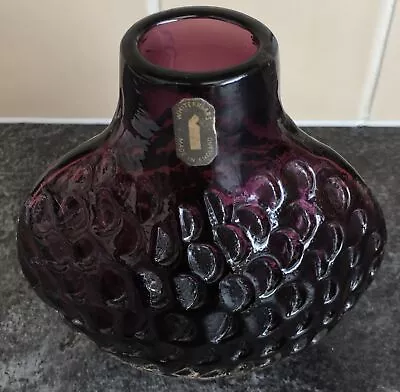 £750 • Buy Aubergine WHITEFRIARS GEOFFREY BAXTER ONION Or PUFFER FISH ART GLASS VASE