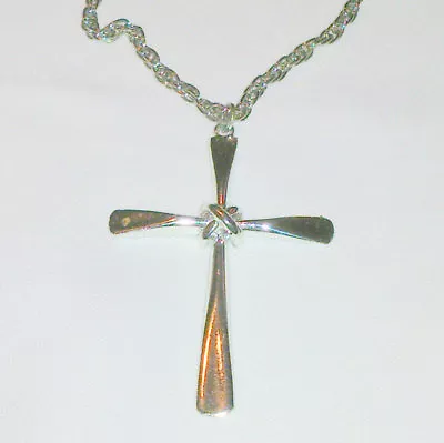 Vintage Silver Plated Christian Cross Necklace • $9.99