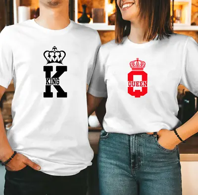 Queen King Valentine Day Couple T-Shirt Matching Valentine Day Shirt His And • £18.16