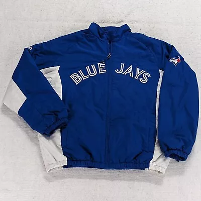 Majestic Toronto Blue Jays Full-Zip Puffer Jacket Mens XL Blue White Embroidered • $67.95