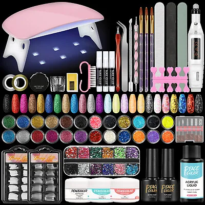 Nail Art Acrylic Kit Acrylic Powder Liquid Monomer Electric File Glitter Powder • $23.39