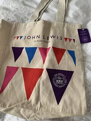 John Lewis Waitrose Reusable Tote Bag The Queens Platinum Jubilee 2022 Bunting • £8.99