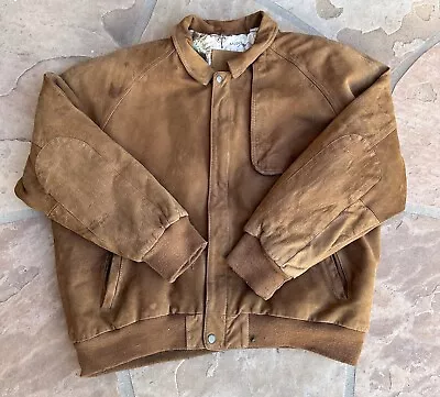 Vintage Marlboro Adventure Team Brown Genuine Leather Bomber Style Jacket Sz XL • $59.97