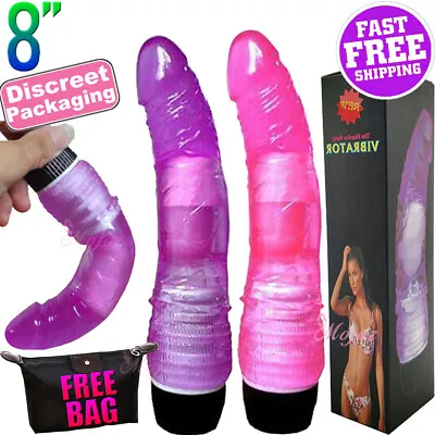 Jelly 8  Vibrator Bendable G-Spot  Penis Shaped Dildo Dong Multi-Speed Sex Toy • $24.95