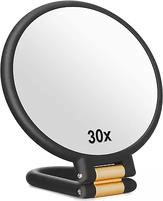 30X Magnifying Mirror Hand Mirrors Handle Double Side Handheld Mirror Black New • $13.94