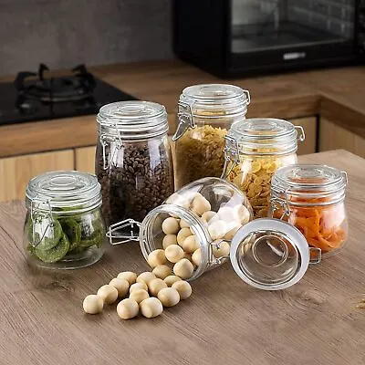 6PC Amisglass Mason Jar With Airtight Lids Wide Mouth Canning Glass Jars • £33.24