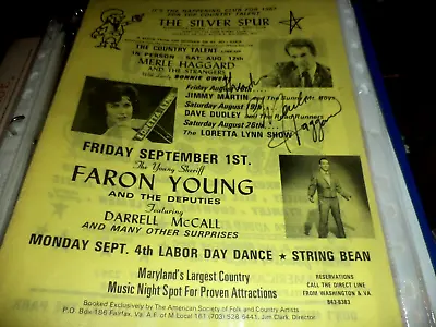 Merle Haggard Rare Signed 1960's Concert Flyer In Person • $95