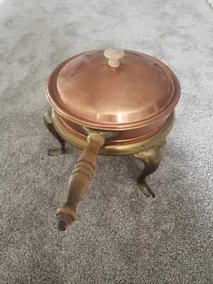 Vintage Copper/Brass Fondue Pot Chaffing Dish And Warming Stand • $35.99