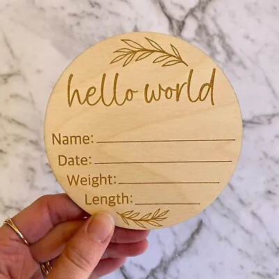 Birth Announcement Plaque | Hello World Plaque | New Baby Sign | Baby Announce • $12.95