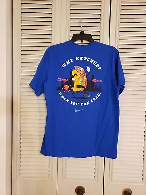 2019 Chicago Marathon Nike “Why Ketchup When You Can Lead” Blue T Shirt Size M • $11.69