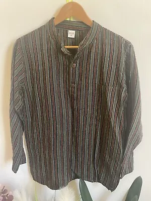 S 100%  Cotton Hippie Festival Grandad Button Shirt Long Sleeve Lightweight • £20