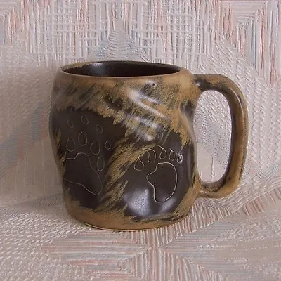 Bear Coyote Paws Mug Rock Art Mara Stoneware Paws Pattern Mug • $23.99