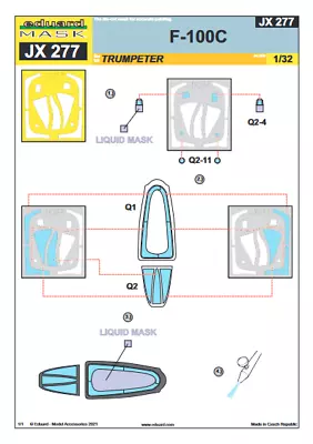 Eduard 1/32 Scale Paint Mask For F-100C For Trumpeter - JX277 • $13.99