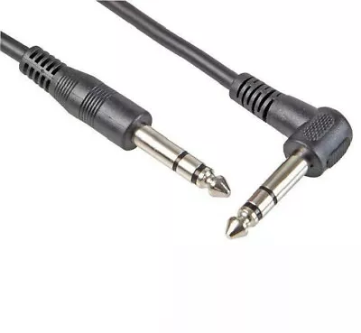 50cm - 10m 6.35mm Jack To Jack Right Angle AUX Cable Lead Stereo Straight Plug • £2.94