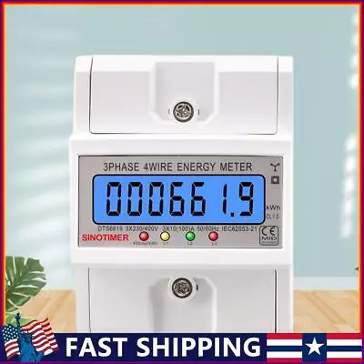 3 Phase 4 Wires LCD Backlight Electric Energy Meter Energy Meter For Home Office • $29.15