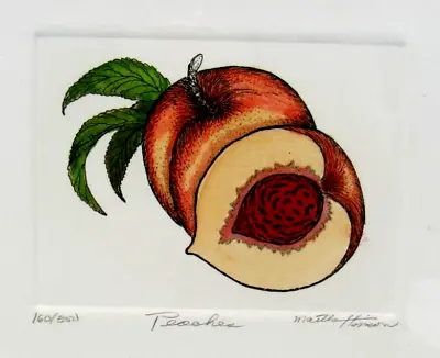 Martha Hinson Print - Signed & Numbered   PEACHES   Engraving • $16.85