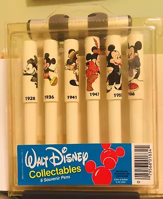 Disney's Mickey Mouse Collectables 6 Souvenir Pens In Factory Sealed Packaging • $2