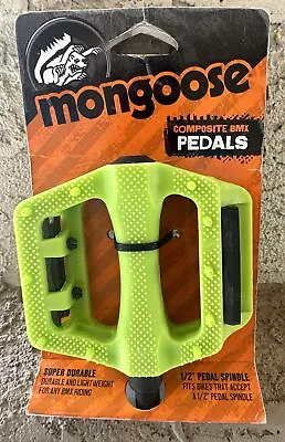 Mongoose Composite BMX Riding Pedals Green 1/2  Pedal Spindle Pacific Cycle • $25.12