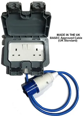 Camping/Caravan Outdoor Garden Extension Lead Socket Box IP66 With 16amp Plug • £32