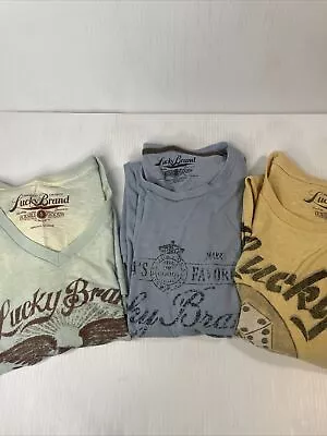 Lot Of 3 Lucky Brand Men's SmallShort Sleeve Graphic T-Shirts Tees Preowned • $9.99
