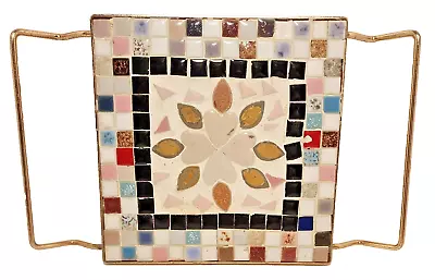 Beautiful Vintage Mid-Century Modern Mosaic Tile Trivet W/Brass Handles MCM • $25