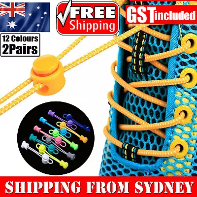 2-Pairs No Tie Shoelaces Elastic Lock Shoe Laces For Adults Kids Sports Sneaker • $4.81