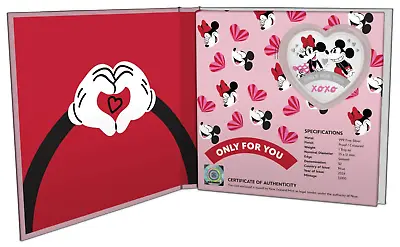 2024 Niue Only For You 1 Oz Silver Valentines Proof Heart Coin Mickey & Minnie • $94.95