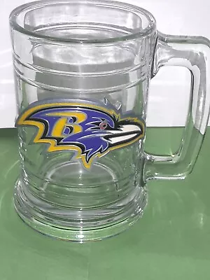 Vintage Baltimore Ravens Official NFL  Glass Mug Beer Stein Metal Pewter Logo • $21.95