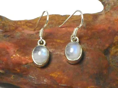 Fiery Oval  MOONSTONE  Sterling Silver 925 Gemstone Earrings • $24.99