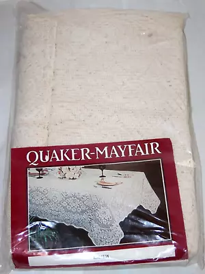 NIP NOS Quaker Mayfair Lace Tablecloth Set White 60”X 104” Oblong Kingston • $34.99