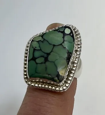 Vintage Sterling Silver 925 Variscite  Turquoise Ring Southwestern Size 8 • $65