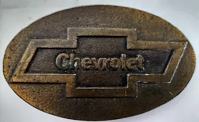 Vintage 70's Chevrolet Bowtie Oval Shaped Brass-Tone Buckle  Pre-Owned • $23.95