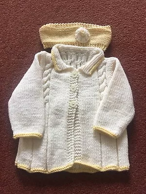 Hand Knitted Baby Coat With Matching Headband • £7.50